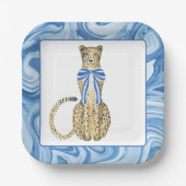 Chinoiserie Waterverf Bow Cheetah Party Borden Papieren Bordje (Voorkant)