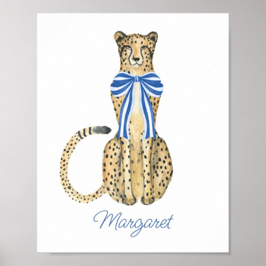 Chinoiserie Waterverf Bow Cheetah Poster (Voorkant)