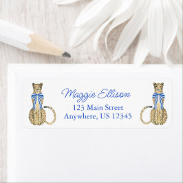 Chinoiserie Waterverf Bow Cheetah Return Address Etiket