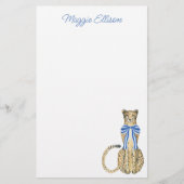 Chinoiserie Waterverf Bow Cheetah Stationery Briefpapier (Voorkant)