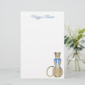Chinoiserie Waterverf Bow Cheetah Stationery Briefpapier (Staand voorkant)