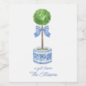 Chinoiserie Waterverf Bow Topiary Bottle Label Wijn Etiket (Enkel label)