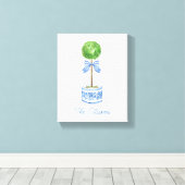 Chinoiserie Waterverf bow Topiary Canvas Afdruk (Insitu (Houten vloer))