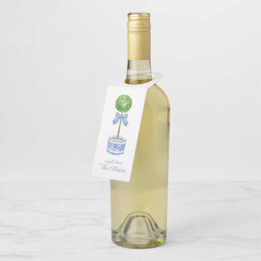 Chinoiserie Waterverf bow Topiary Flessenhanger (Schuin)