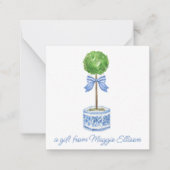 Chinoiserie Waterverf bow Topiary Gift Enclosure Notitiekaartje (Voorkant)