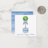 Chinoiserie Waterverf bow Topiary Gift Enclosure Notitiekaartje (Voorkant / Achterkant in situ)