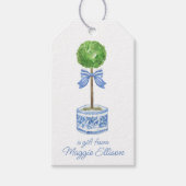 Chinoiserie Waterverf bow Topiary Gift Labels Cadeaulabel (Voorkant)