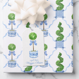 Chinoiserie Waterverf bow Topiary Gift Labels Cadeaulabel