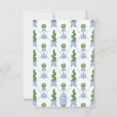 Chinoiserie Waterverf Bow Topiary Monogram Crest Bedankkaart (Achterkant)