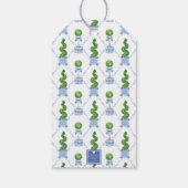 Chinoiserie Waterverf Bow Topiary Monogram Crest Cadeaulabel (Achterkant)