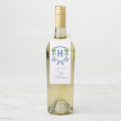 Chinoiserie Waterverf Bow Topiary Monogram Crest Flessenhanger (Op fles)