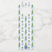 Chinoiserie Waterverf Bow Topiary Monogram Crest Flessenhanger (Achterkant)