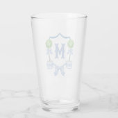 Chinoiserie Waterverf Bow Topiary Monogram Crest Glas (Achterkant)