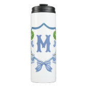 Chinoiserie Waterverf Bow Topiary Monogram Crest Thermosbeker (Voorkant)