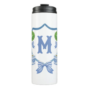 Chinoiserie Waterverf Bow Topiary Monogram Crest Thermosbeker