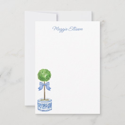 Chinoiserie Waterverf bow Topiary Note Cards Bedankkaart (Voorkant)