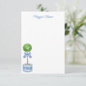 Chinoiserie Waterverf bow Topiary Note Cards Bedankkaart (Staand voorkant)