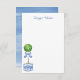 Chinoiserie Waterverf bow Topiary Note Cards Bedankkaart