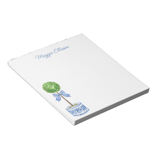 Chinoiserie Waterverf bow Topiary Notepad Notitieblok (Schuin)