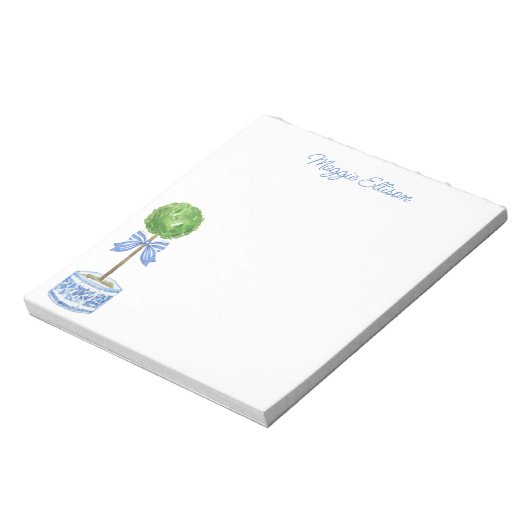 Chinoiserie Waterverf bow Topiary Notepad Notitieblok (Linkerzijde)