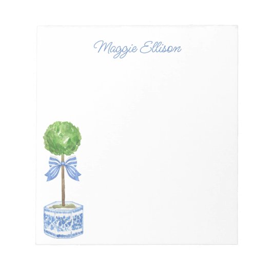 Chinoiserie Waterverf bow Topiary Notepad Notitieblok (Voorkant)
