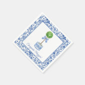 Chinoiserie Waterverf Bow Topiary Party Napkins Servet (Hoek)