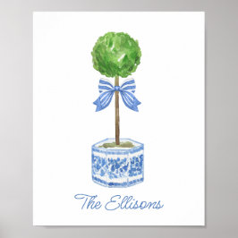 Chinoiserie Waterverf bow Topiary Poster
