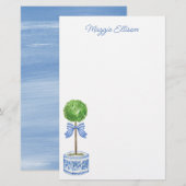 Chinoiserie Waterverf bow Topiary Stationery Briefpapier (Voorkant / Achterkant)