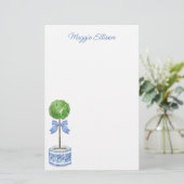 Chinoiserie Waterverf bow Topiary Stationery Briefpapier (Staand voorkant)