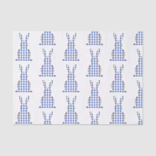 Chinoiserie Waterverf Chic Bunny Rabbits Tissuepapier (Voorkant)