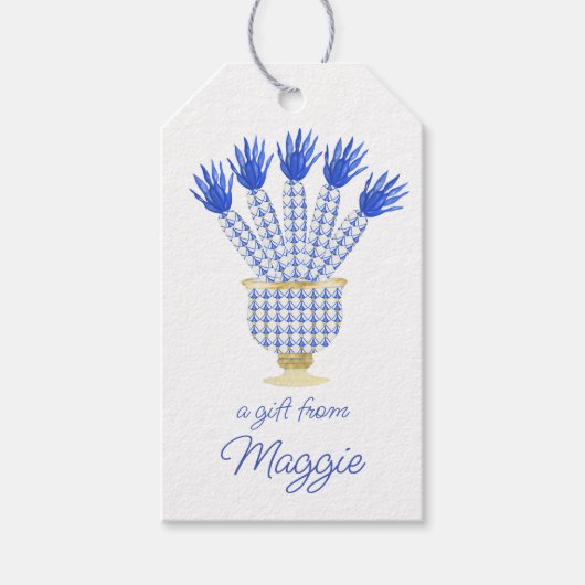 Chinoiserie Waterverf Chic Carrots Gift Labels Cadeaulabel (Voorkant)