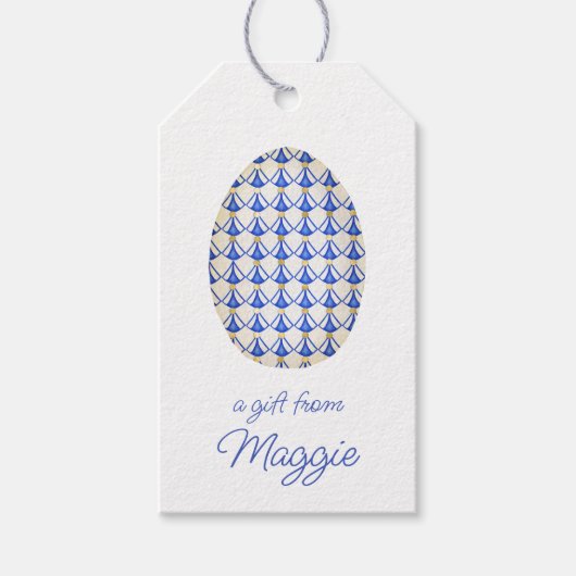 Chinoiserie Waterverf Chic Egg Gift Labels Cadeaulabel (Voorkant)