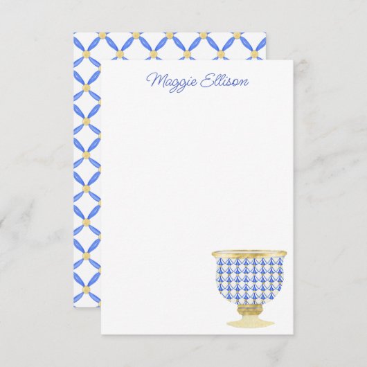 Chinoiserie Waterverf Chic Vaas Bedankkaart (Voorkant / Achterkant)