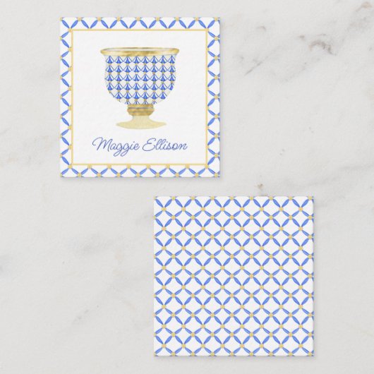 Chinoiserie Waterverf Chic Vase Gift Enclosure Notitiekaartje (Voorkant / Achterkant)