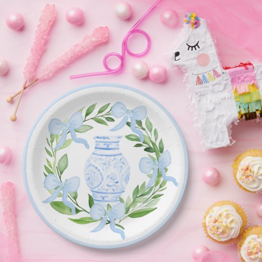 Chinoiserie Waterverf Ginger Jar Krans Papieren Bordje (Feest)