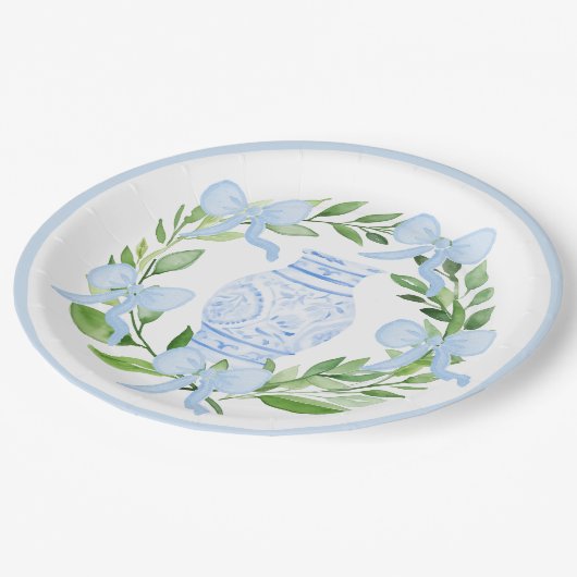 Chinoiserie Waterverf Ginger Jar Krans Papieren Bordje (Gekanteld)