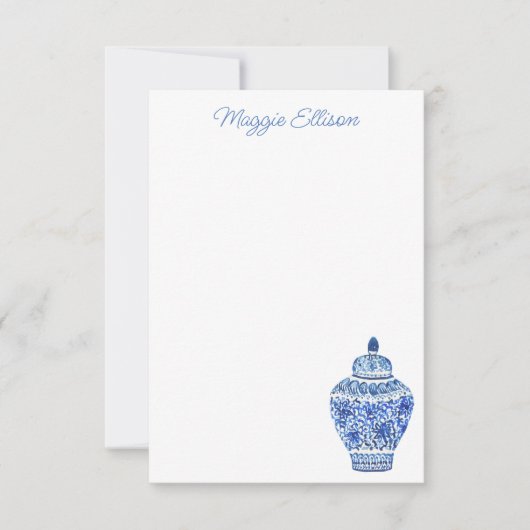 Chinoiserie Waterverf Ginger Jar Note Cards Bedankkaart (Voorkant)