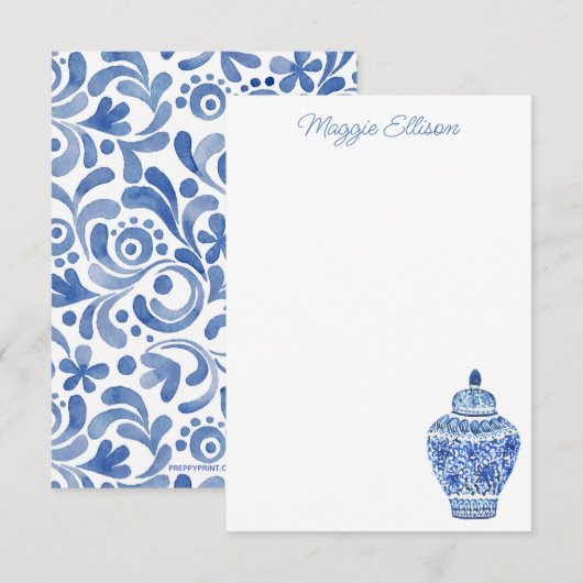 Chinoiserie Waterverf Ginger Jar Note Cards Bedankkaart (Voorkant / Achterkant)