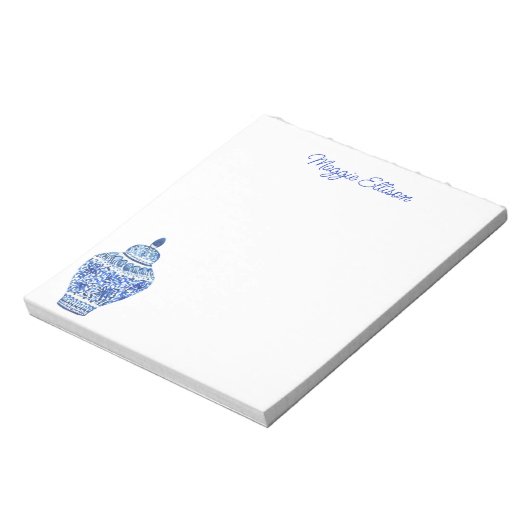 Chinoiserie Waterverf Ginger Jar Notepad Notitieblok (Linkerzijde)