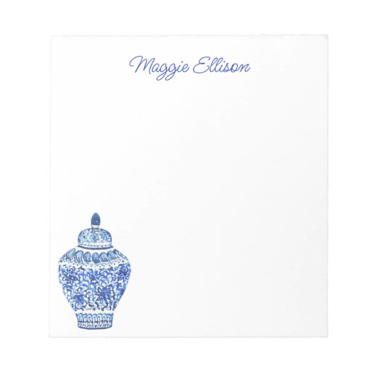 Chinoiserie Waterverf Ginger Jar Notepad Notitieblok (Voorkant)