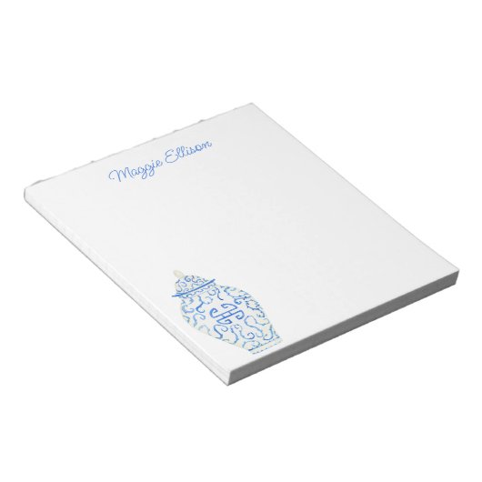 Chinoiserie Waterverf Ginger Jar Notepad Notitieblok (Schuin)