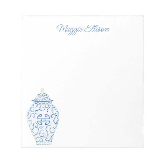 Chinoiserie Waterverf Ginger Jar Notepad Notitieblok (Voorkant)