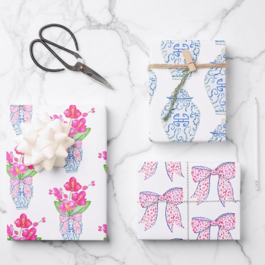 Chinoiserie Waterverf Ginger Jar Wrapping Paper (Voorkant)