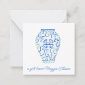 Chinoiserie Waterverf Ginger Vase Gift Enclosure Notitiekaartje (Voorkant)