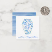 Chinoiserie Waterverf Ginger Vase Gift Enclosure Notitiekaartje (Voorkant / Achterkant in situ)