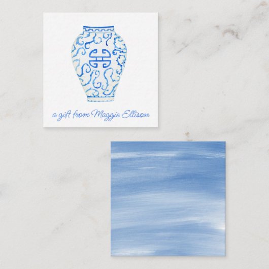 Chinoiserie Waterverf Ginger Vase Gift Enclosure Notitiekaartje (Voorkant / Achterkant)