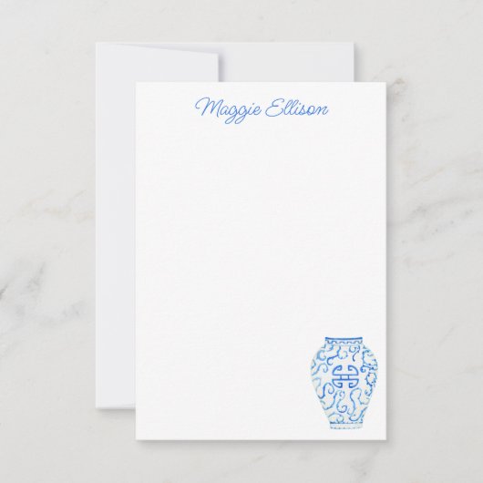 Chinoiserie Waterverf Ginger Vase Note Cards Bedankkaart (Voorkant)