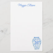 Chinoiserie Waterverf Ginger Vase Stationery Briefpapier (Voorkant)