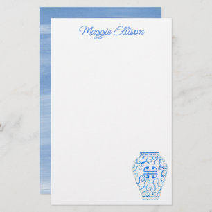 Chinoiserie Waterverf Ginger Vase Stationery Briefpapier