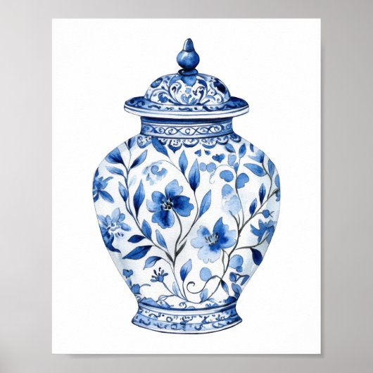 Chinoiserie Waterverf Jar Poster (Voorkant)